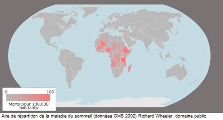 Aire de répartition de la maladie du sommeil