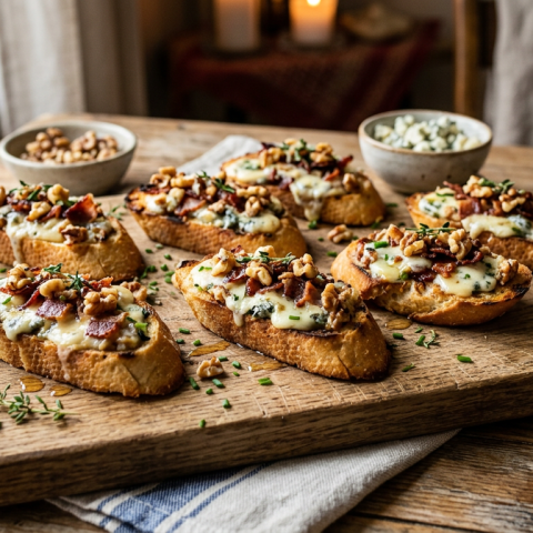 Crostinis de bacon au bleu d\'Auvergne