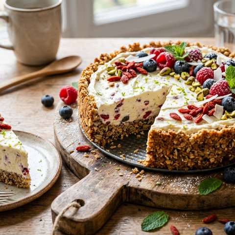 Gâteau croquant aux baies de goji et mascarpone