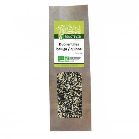 Duo Lentilles Beluga - Quinoa blanc Bio* 500g