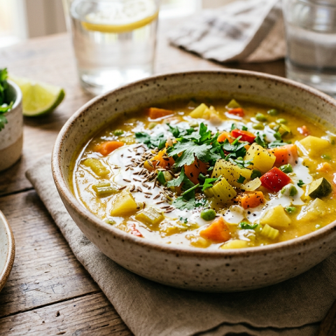Soupe exotique gourmande au curry