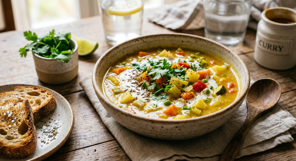 Soupe exotique gourmande au curry