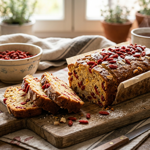 Cake sucré aux baies de goji séchées