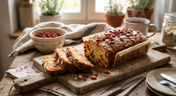 Cake sucré aux baies de goji séchées