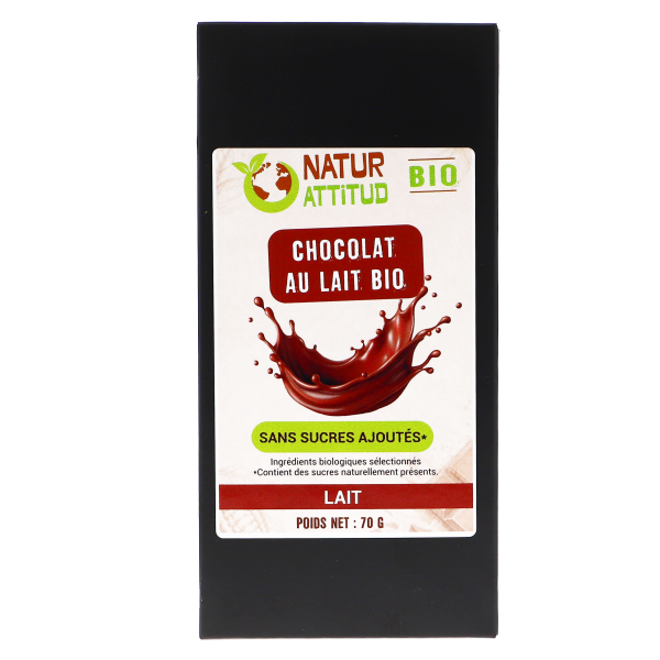 Chocolat au Lait BIO Sans Sucres Ajoutés (au Xylitol) - 70 g - Natur\'Attitud