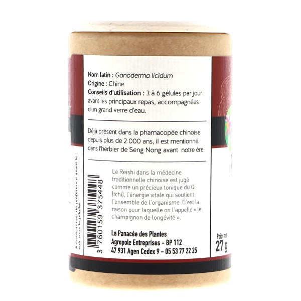 Reishi bio - Ganoderma lucidum - Pilulier de 90 gélules