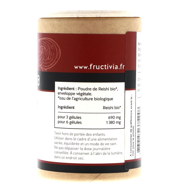Reishi bio - Ganoderma lucidum - Pilulier de 90 gélules