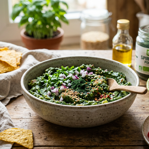 Guacamole d\'avocat bio à la spiruline