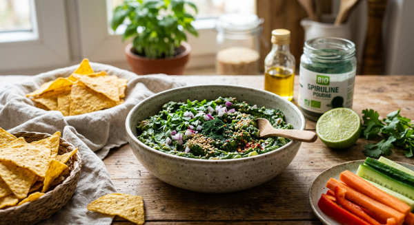 Guacamole d\'avocat bio à la spiruline