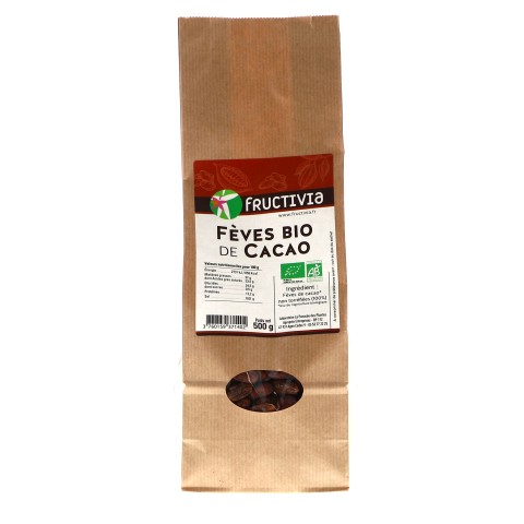 FEVES DE CACAO CRIOLLO BIO ET COMMERCE EQUITABLE (DOYPACK 500 G) - FRUCTIVIA