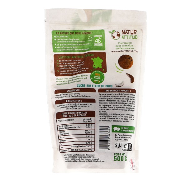 Sucre Fleur de Coco Bio - 500 gr