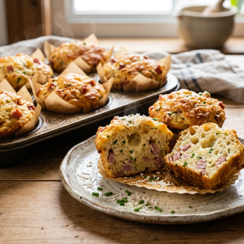 Muffins salés au parmesan et jambon