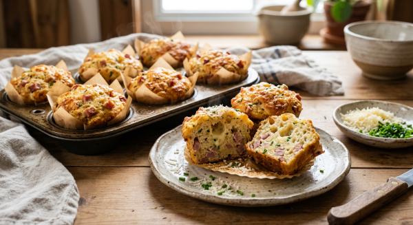 Muffins salés au parmesan et jambon